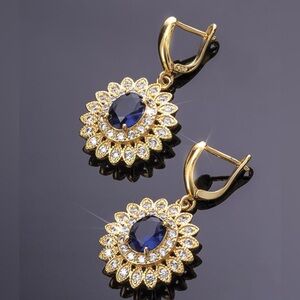 Elegant Gold and Blue Drop Earrings